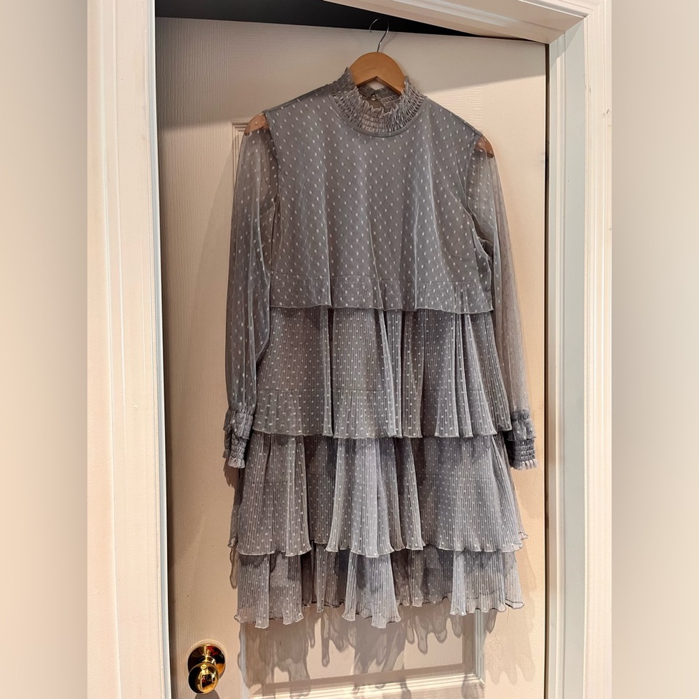 Dusty Blue Ruffle Layered Dress - Picture 5 of 6